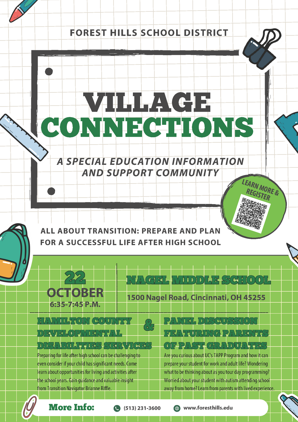 Flyer advertising the Village Connections meeting on October 22, 2024